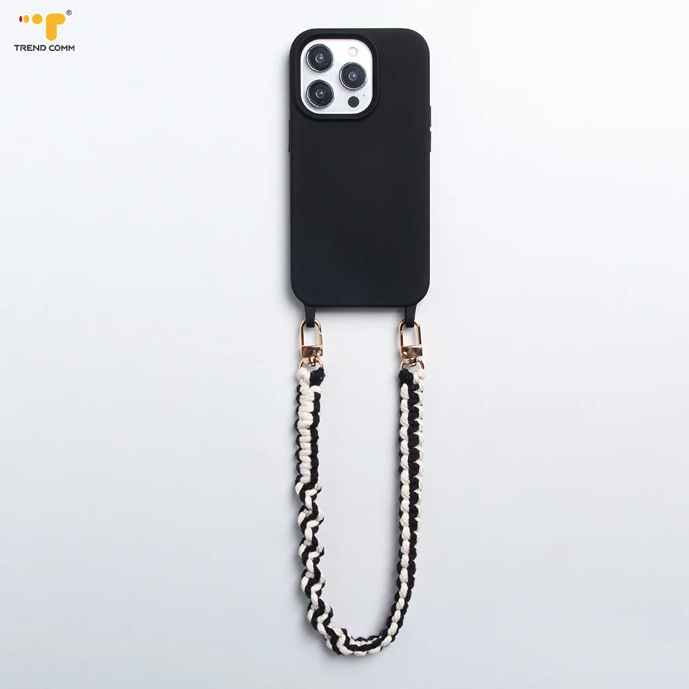 Personalized Embroidery Phone Chain Case | Fashion PU Leather Cover for iPhone