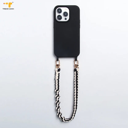 Personalized Embroidery Phone Chain Case | Fashion PU Leather Cover for iPhone