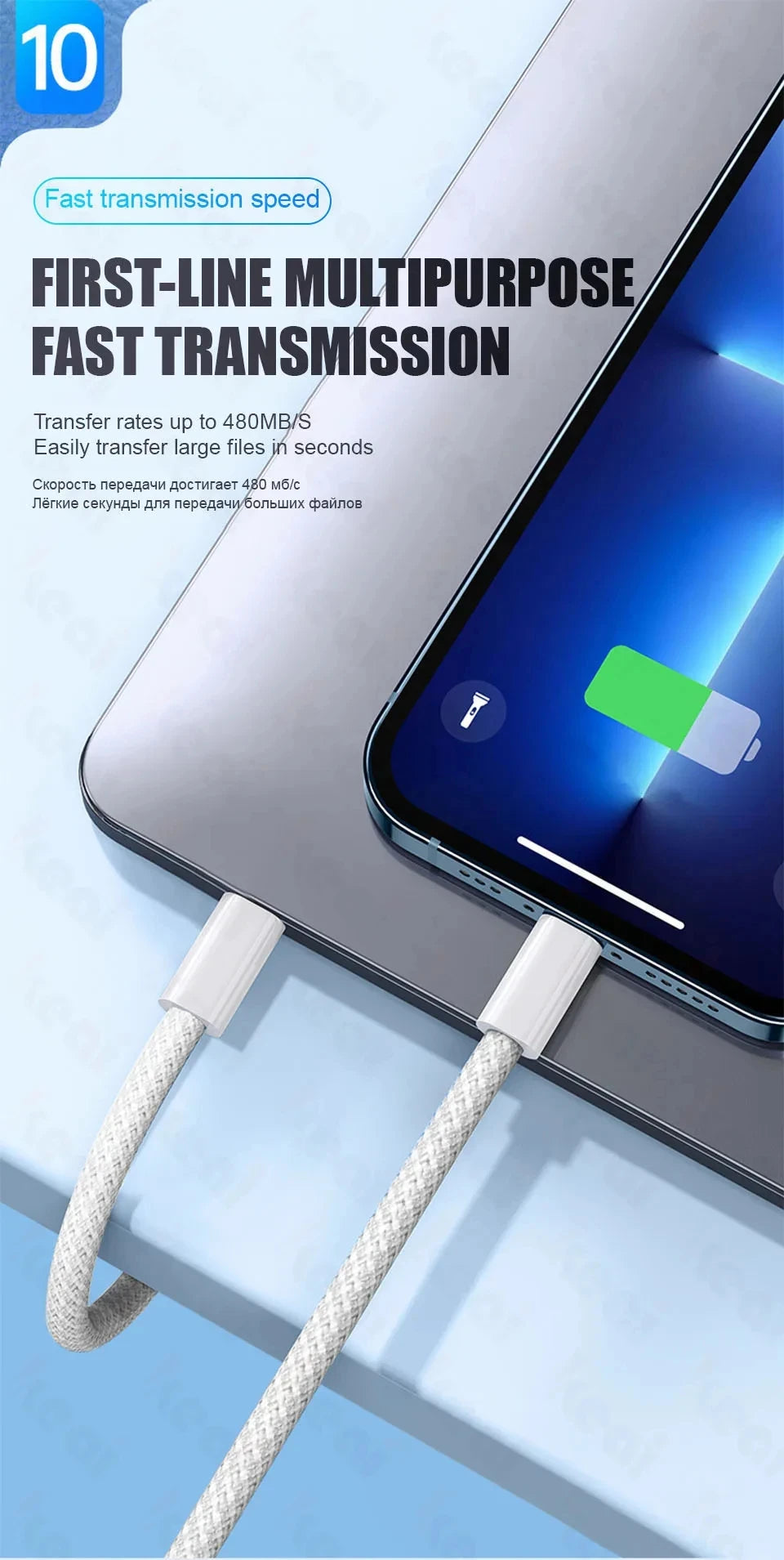 60W Braided USB-C Fast Charging Cable for iPhone 15–17 Series | USB-A to USB-C Data & Charge Cable