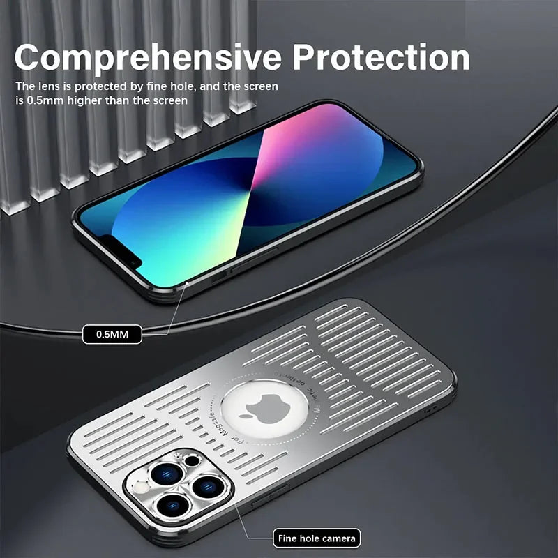 Aluminium Heat Dissipation Metal Case for iPhone 12–17 Series | Pro Max Back Cover